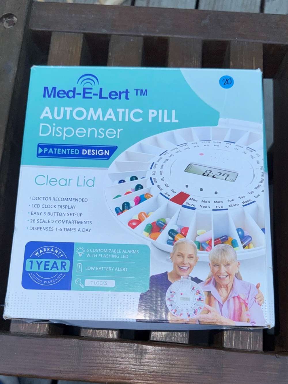 Med-E-Lert Automatic Pill Dispenser - White & Teal